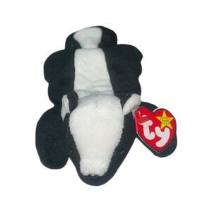 Ty Beanie Babies Stinky The Skunk Plush Toy 1995 Black White